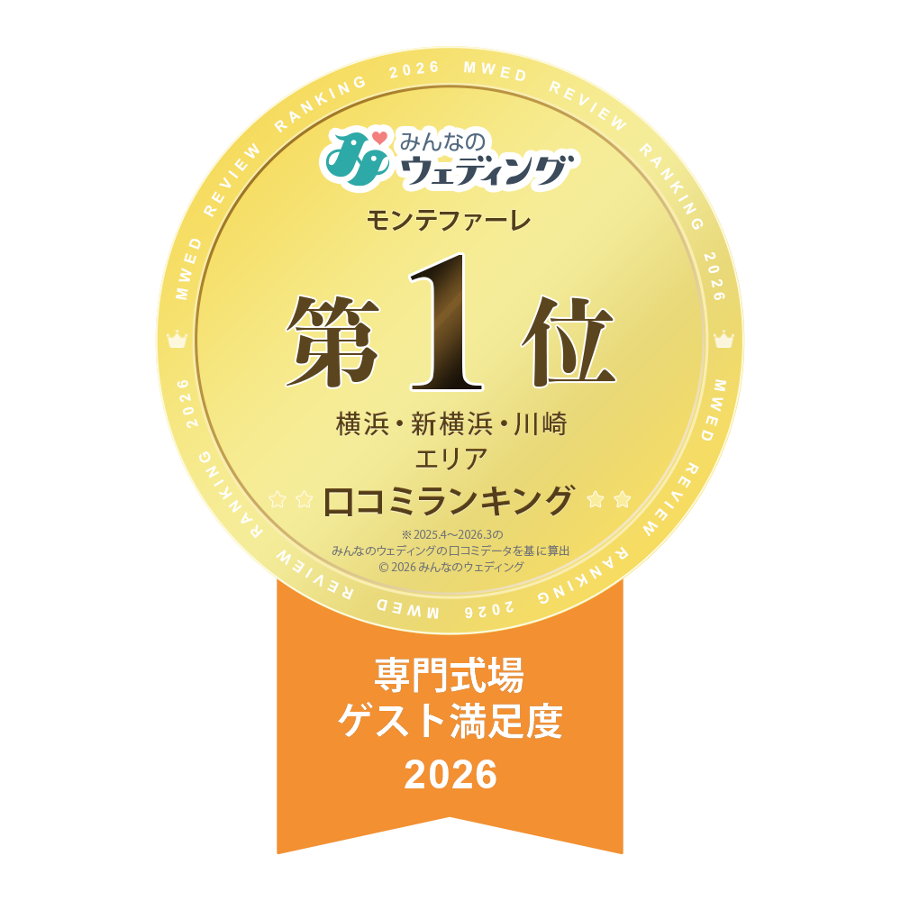 みんなのウェディング<br>「ゲスト満足度第１位」受賞